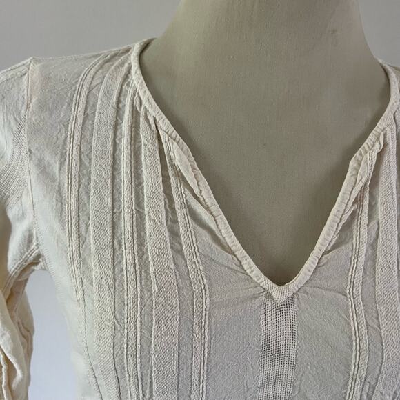 Xirena Tessa Ivory Textured Gauze Cotton V Neck Dress Wmns XS boho minimalist - Picture 2 of 11